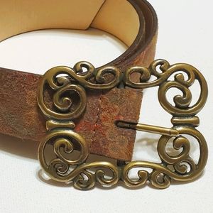 Brown Belt w/ Paisley Print Suede Type Fabric